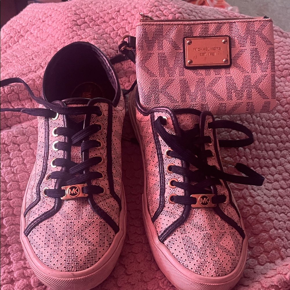 Michael Kors Pink Key Holder and Sneakers Set